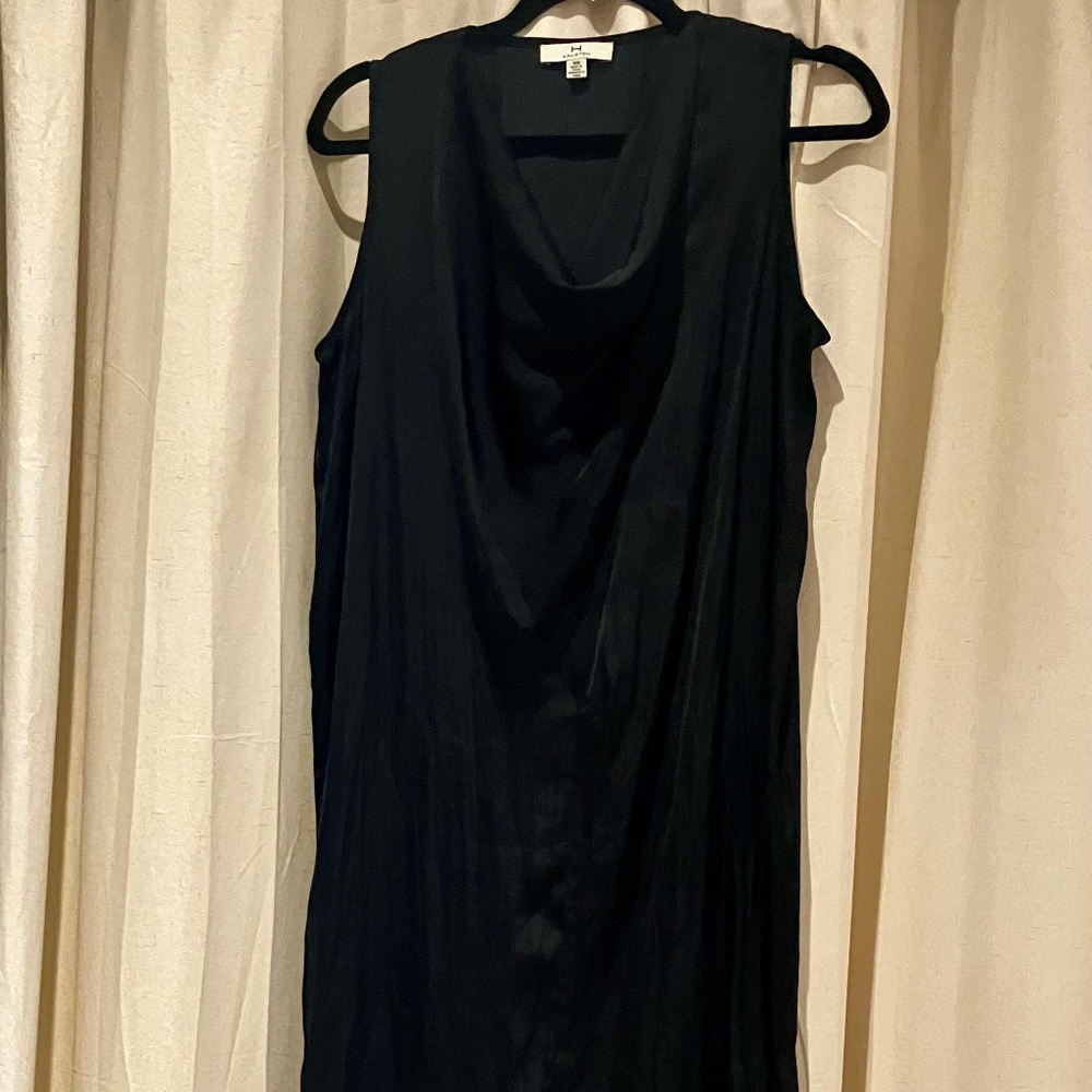 Halston H Cocktail Dress - Silky Black Halson Cowl Sheath Dress